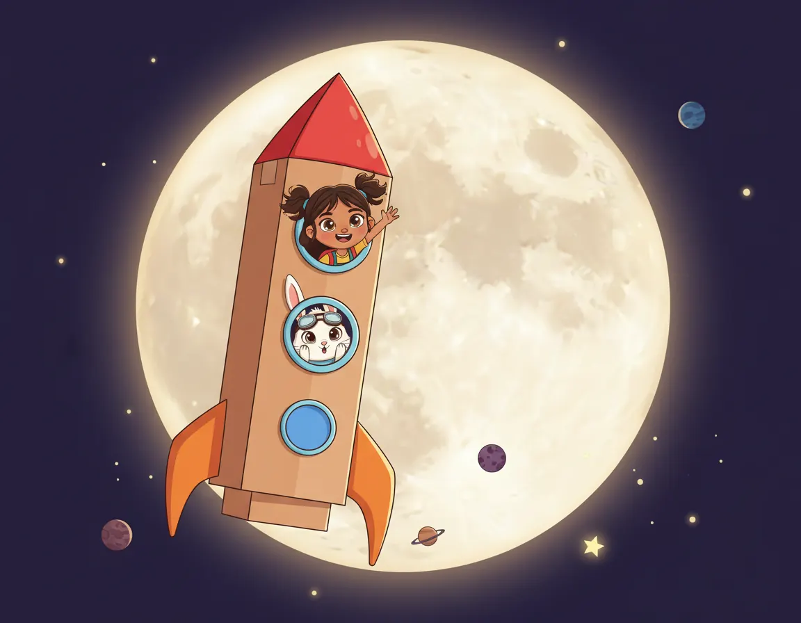Ravi's Moon Adventure, illustration for page 8