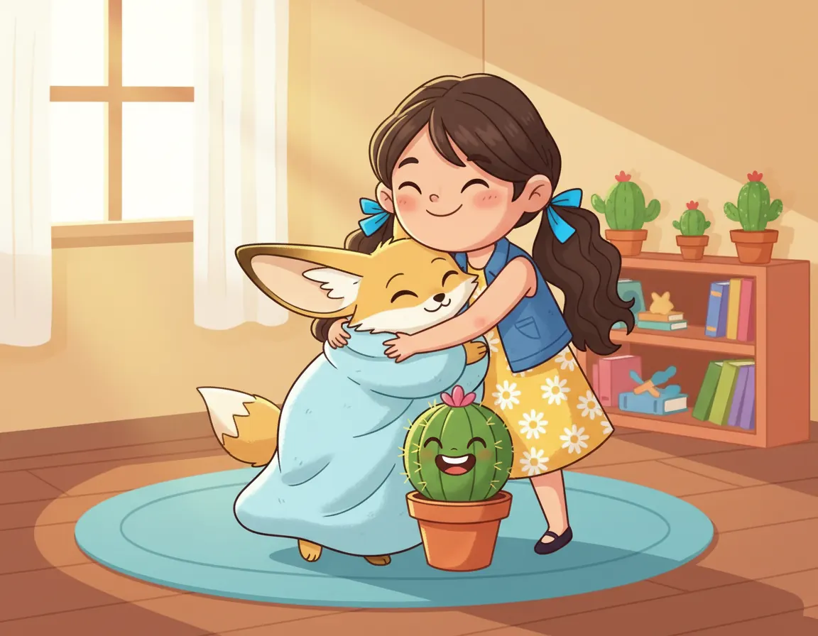 Kaktus's Cozy Hug, illustration for page 10