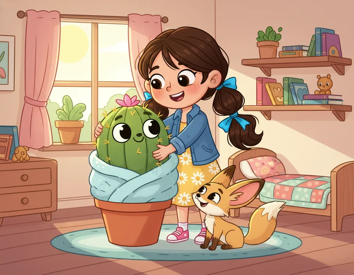 Kaktus's Cozy Hug, illustration for page 9