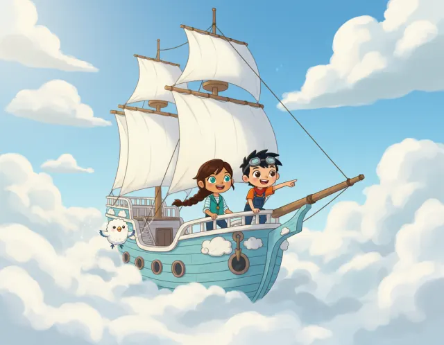 Cover illustration for Asha's Cloud Ship Adventure