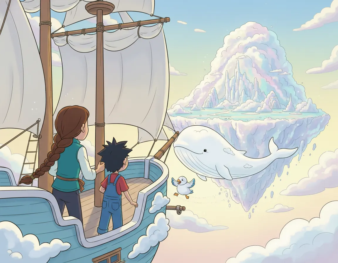 Asha's Cloud Ship Adventure, illustration for page 10