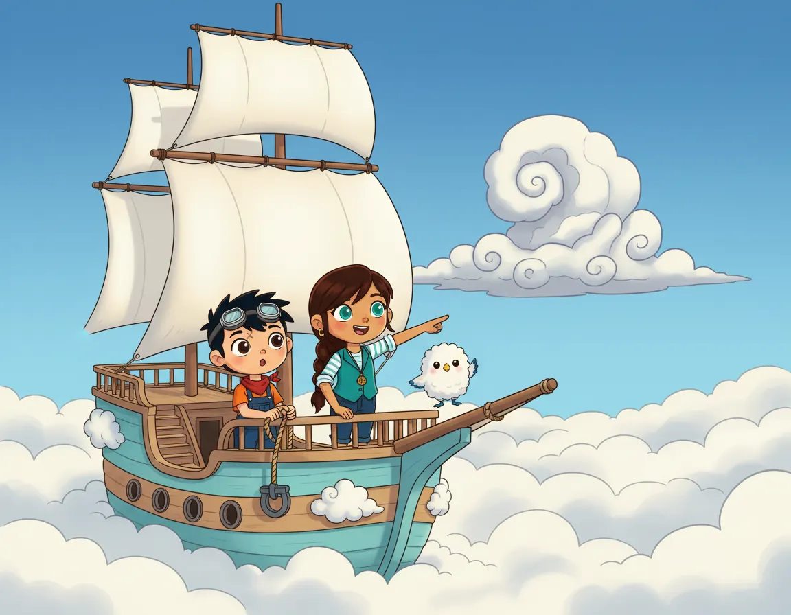 Asha's Cloud Ship Adventure, illustration for page 3