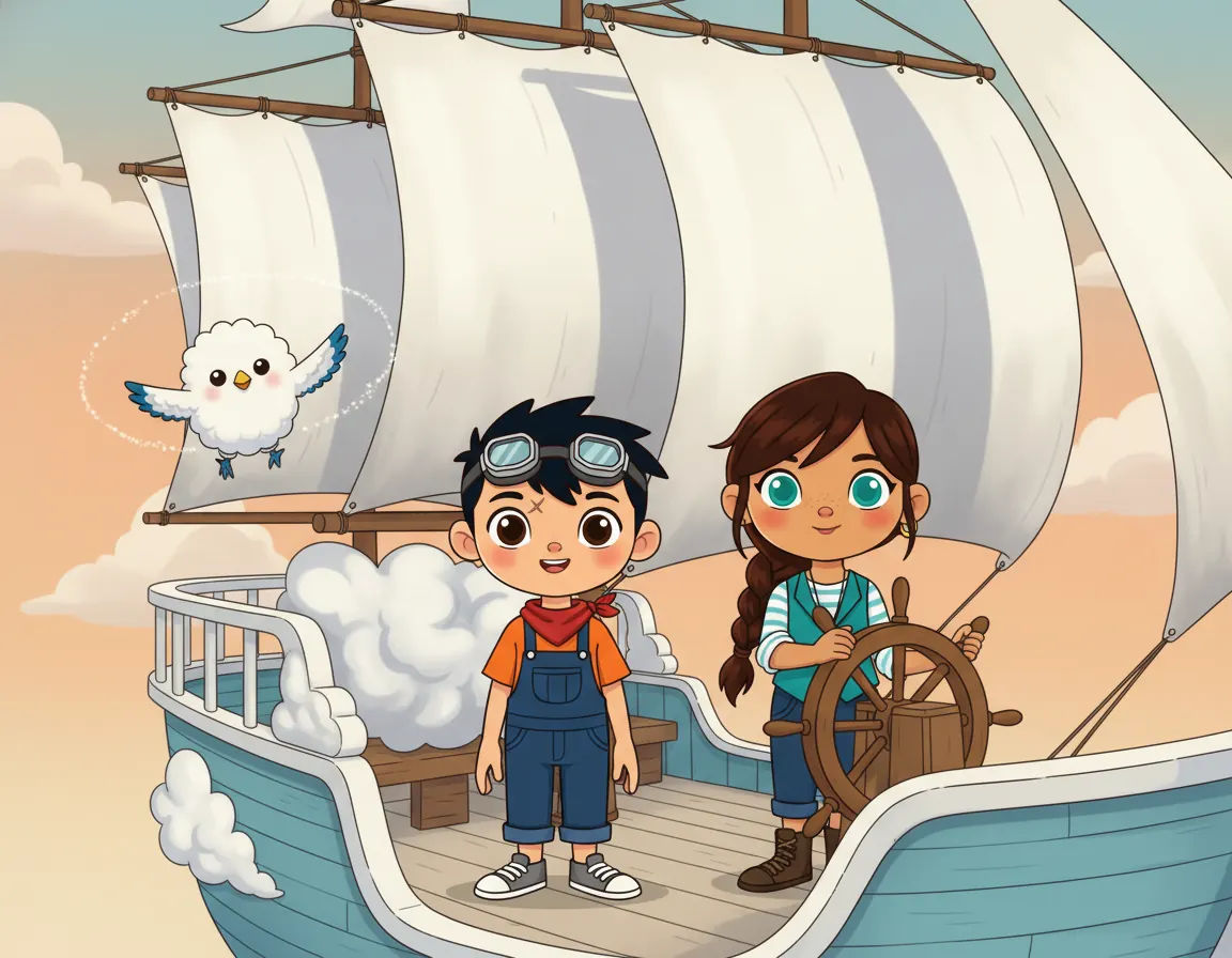 Asha's Cloud Ship Adventure, illustration for page 4
