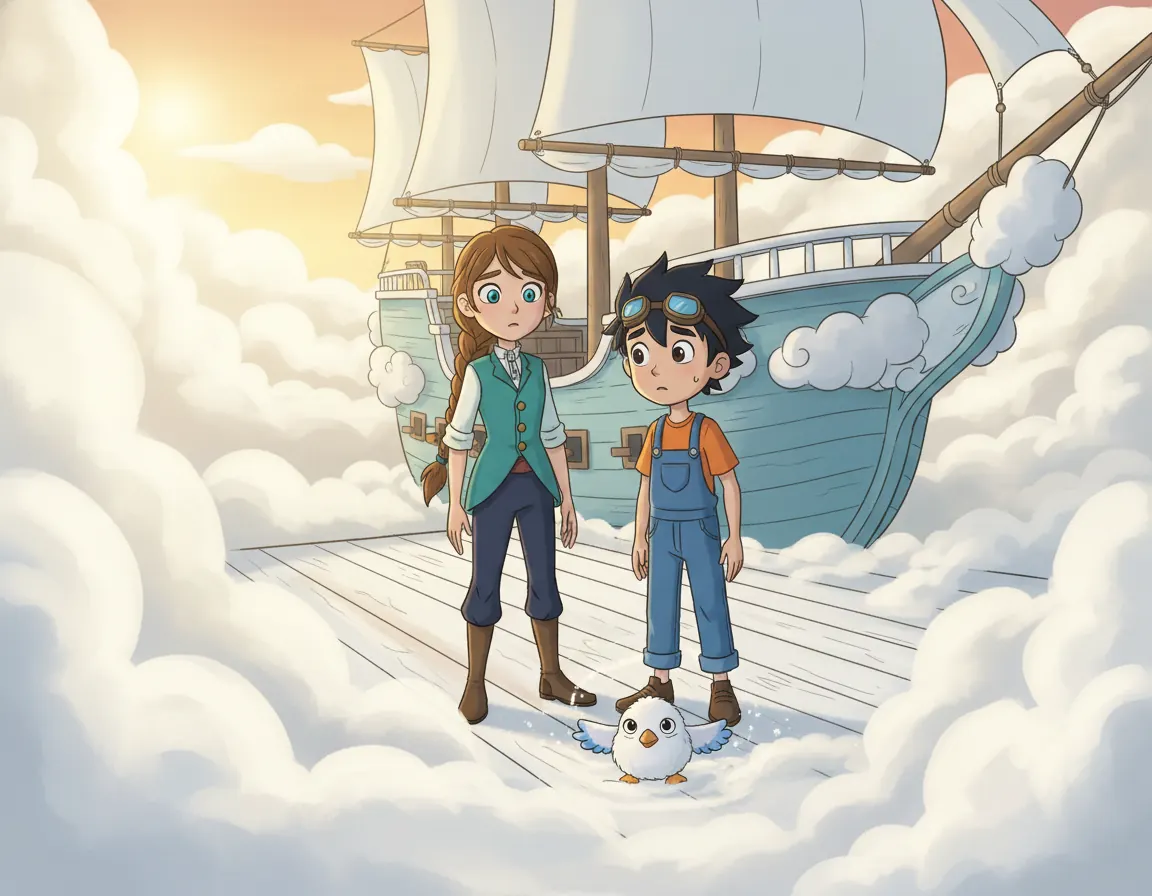 Asha's Cloud Ship Adventure, illustration for page 6