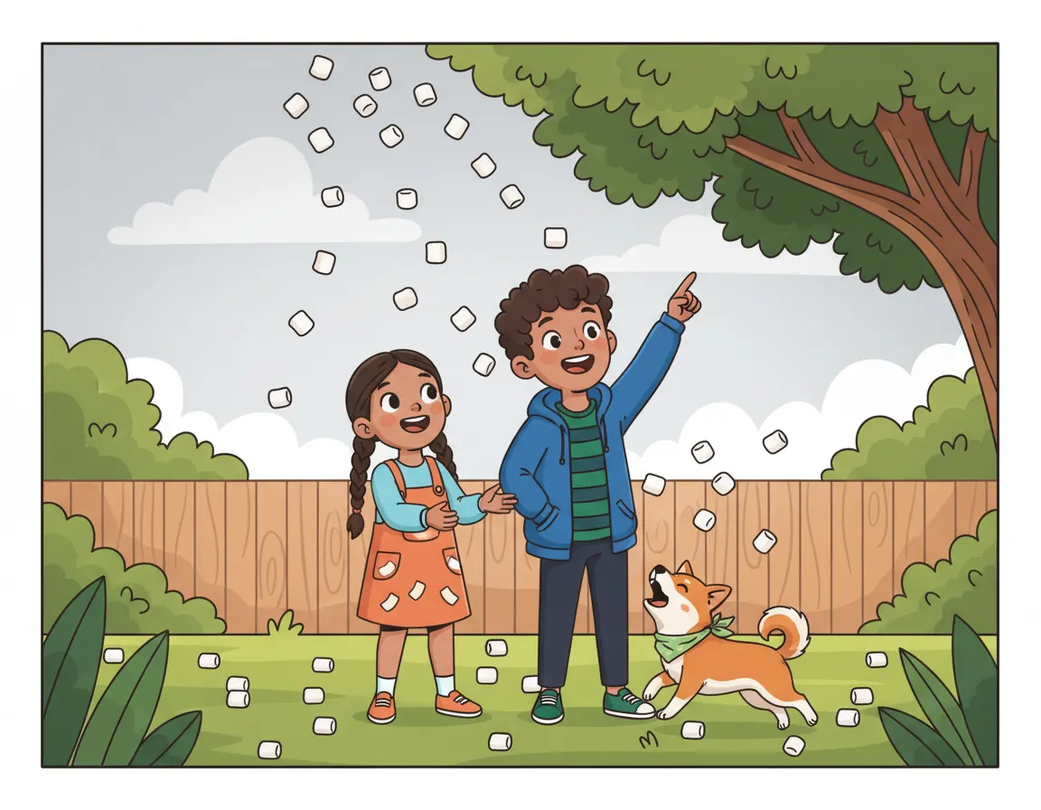 The Marshmallow Rain Day, illustration for page 3