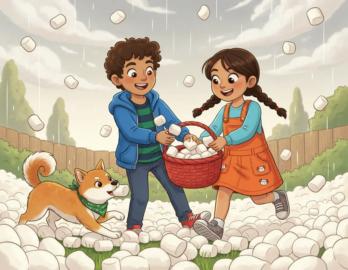 The Marshmallow Rain Day, illustration for page 5