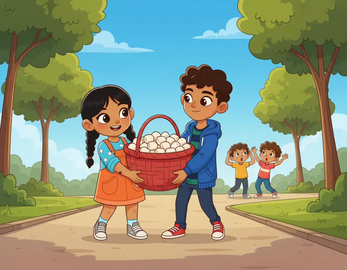 The Marshmallow Rain Day, illustration for page 8