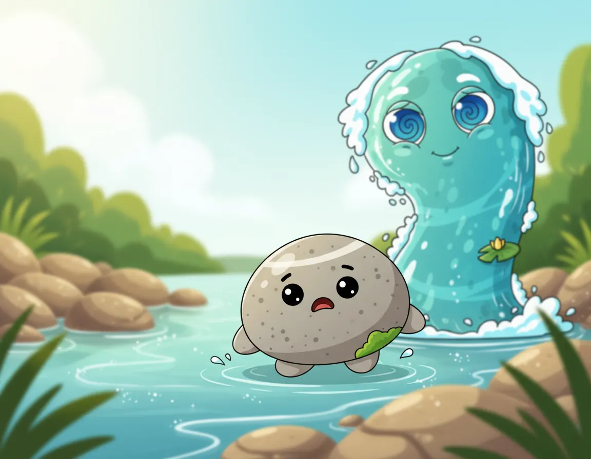 The Pebble and the River Friend, illustration for page 4
