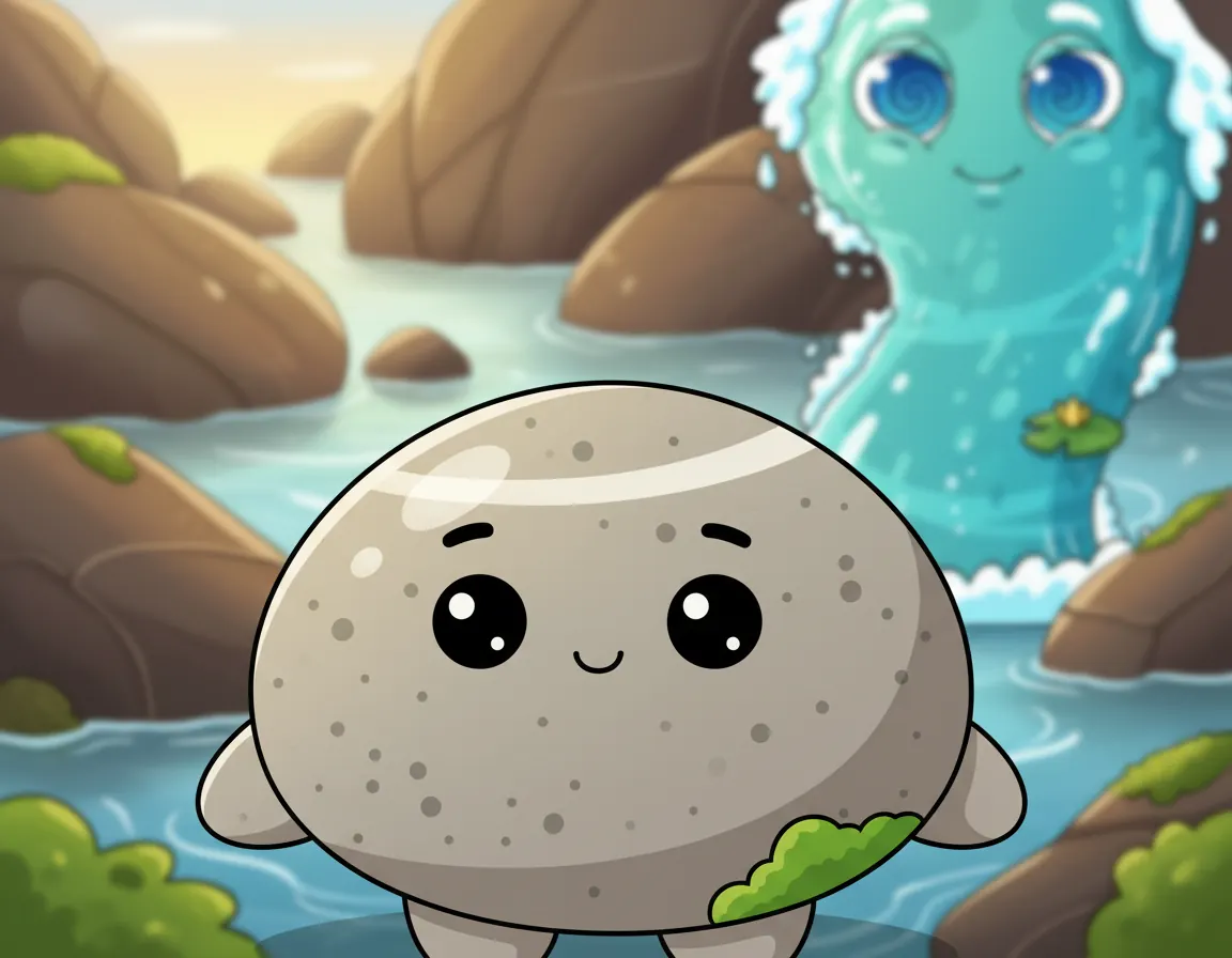 The Pebble and the River Friend, illustration for page 7
