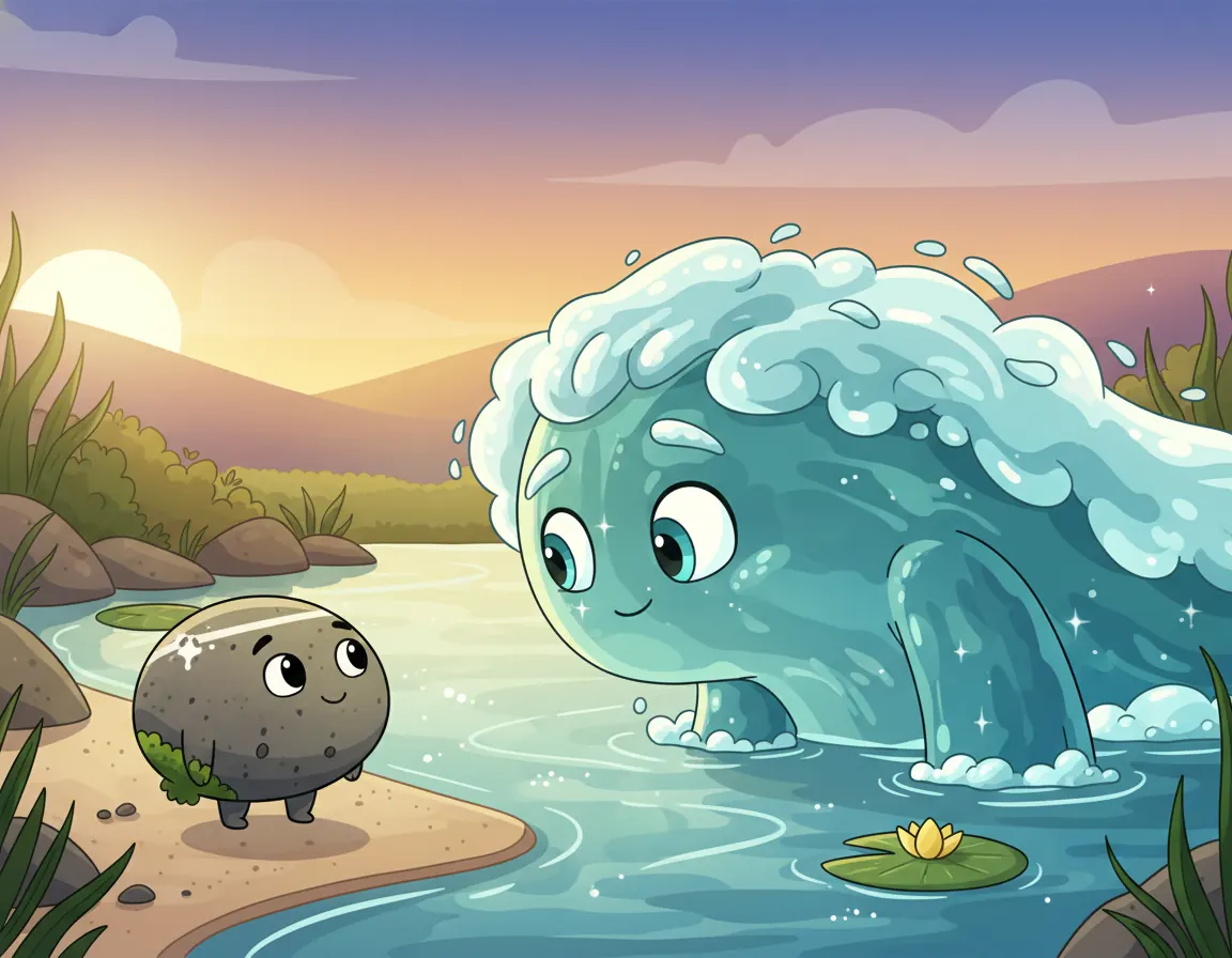 The Pebble and the River Friend, illustration for page 8