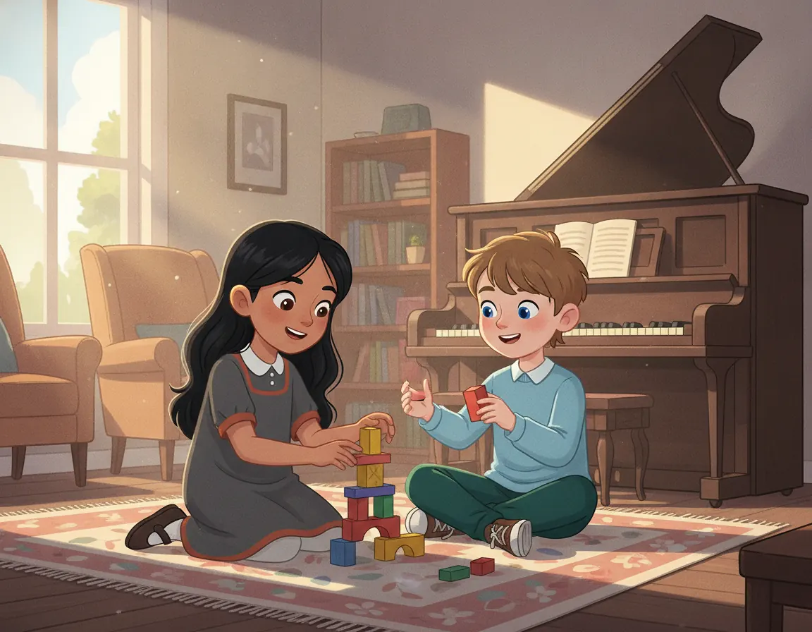 The Piano's Secret Song, illustration for page 1