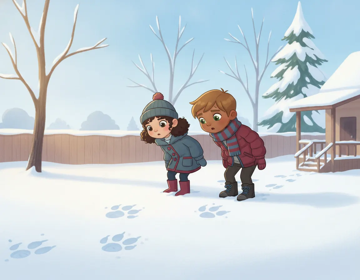 Cover illustration for The Snowy Footprints