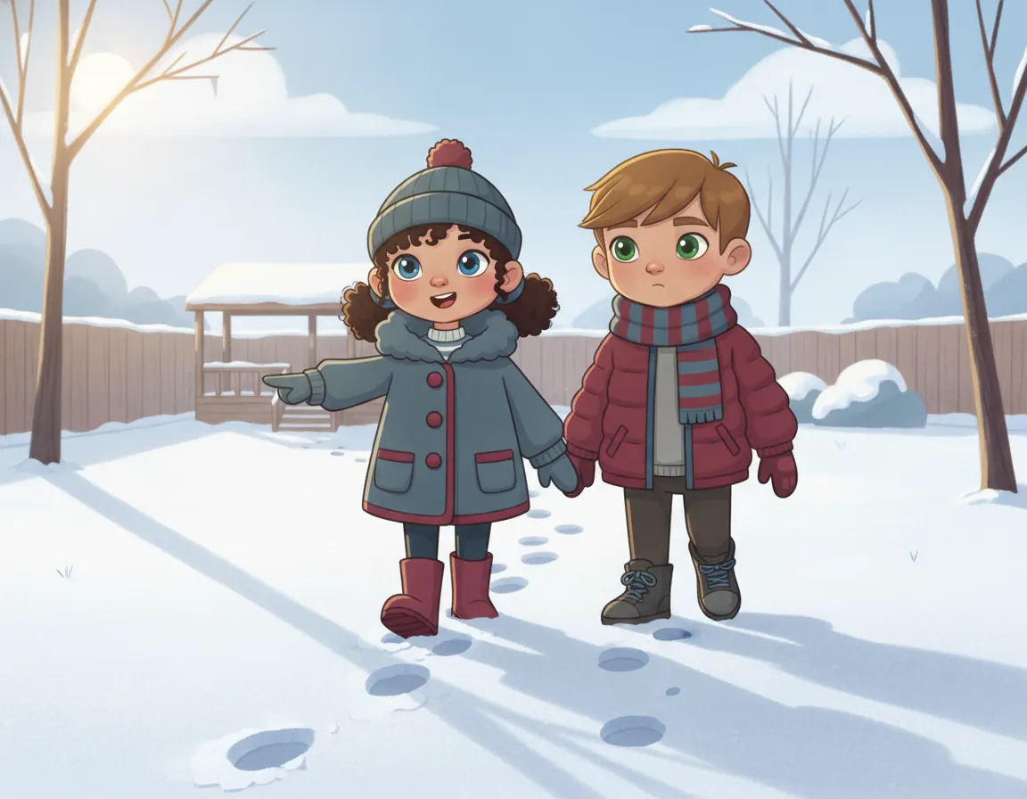 The Snowy Footprints, illustration for page 3