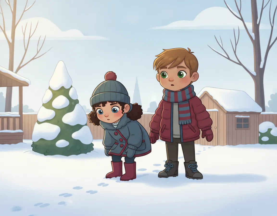 The Snowy Footprints, illustration for page 4