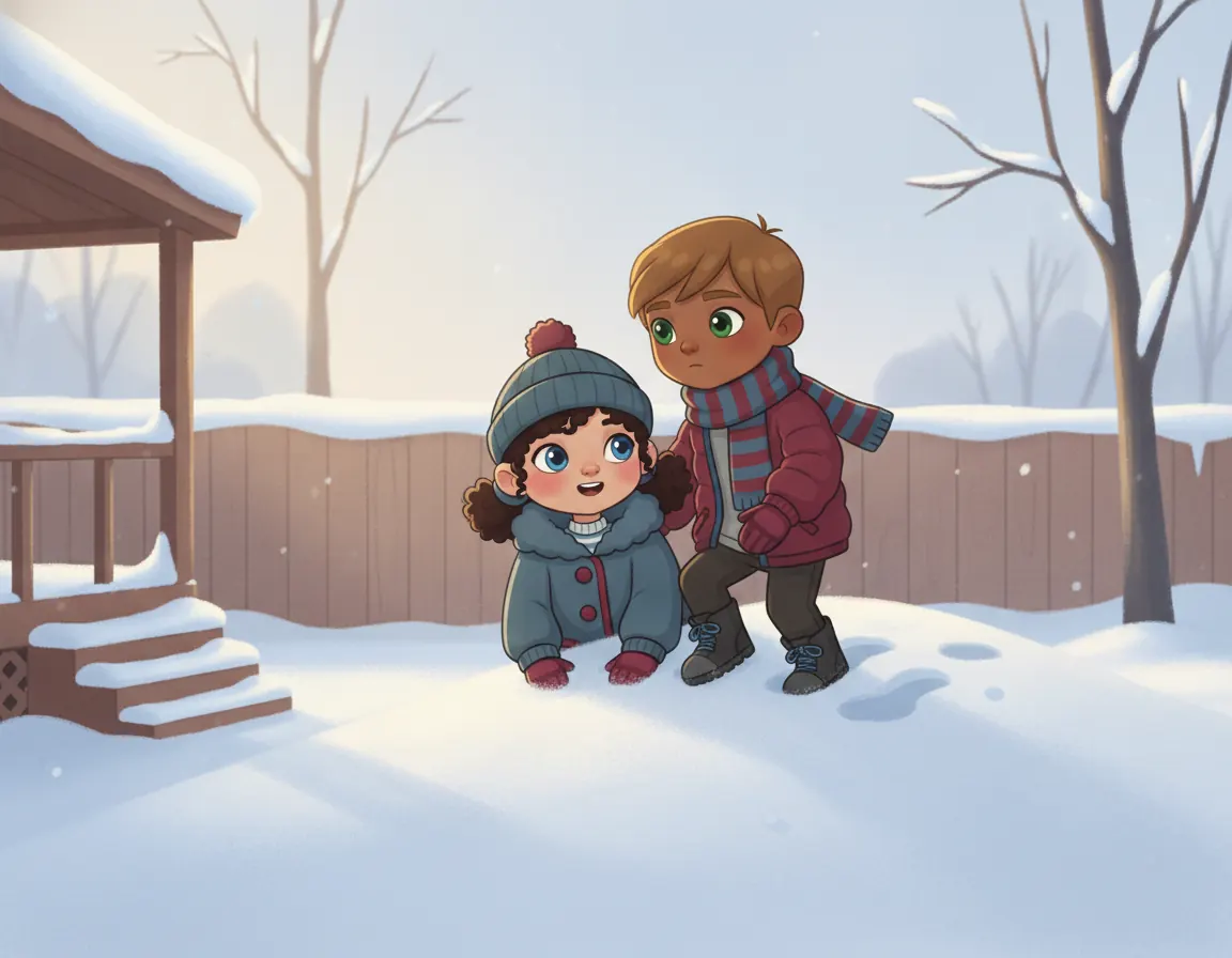 The Snowy Footprints, illustration for page 5