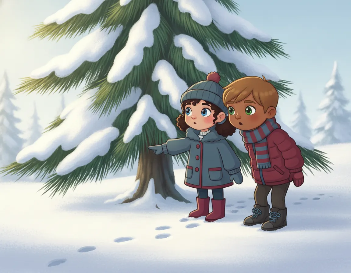 The Snowy Footprints, illustration for page 6