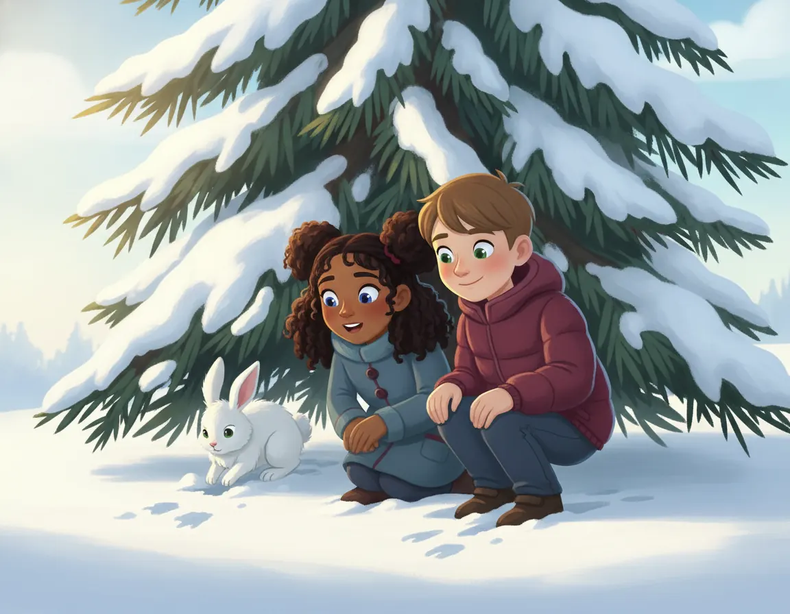 The Snowy Footprints, illustration for page 7