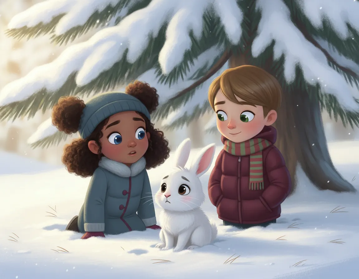 The Snowy Footprints, illustration for page 8