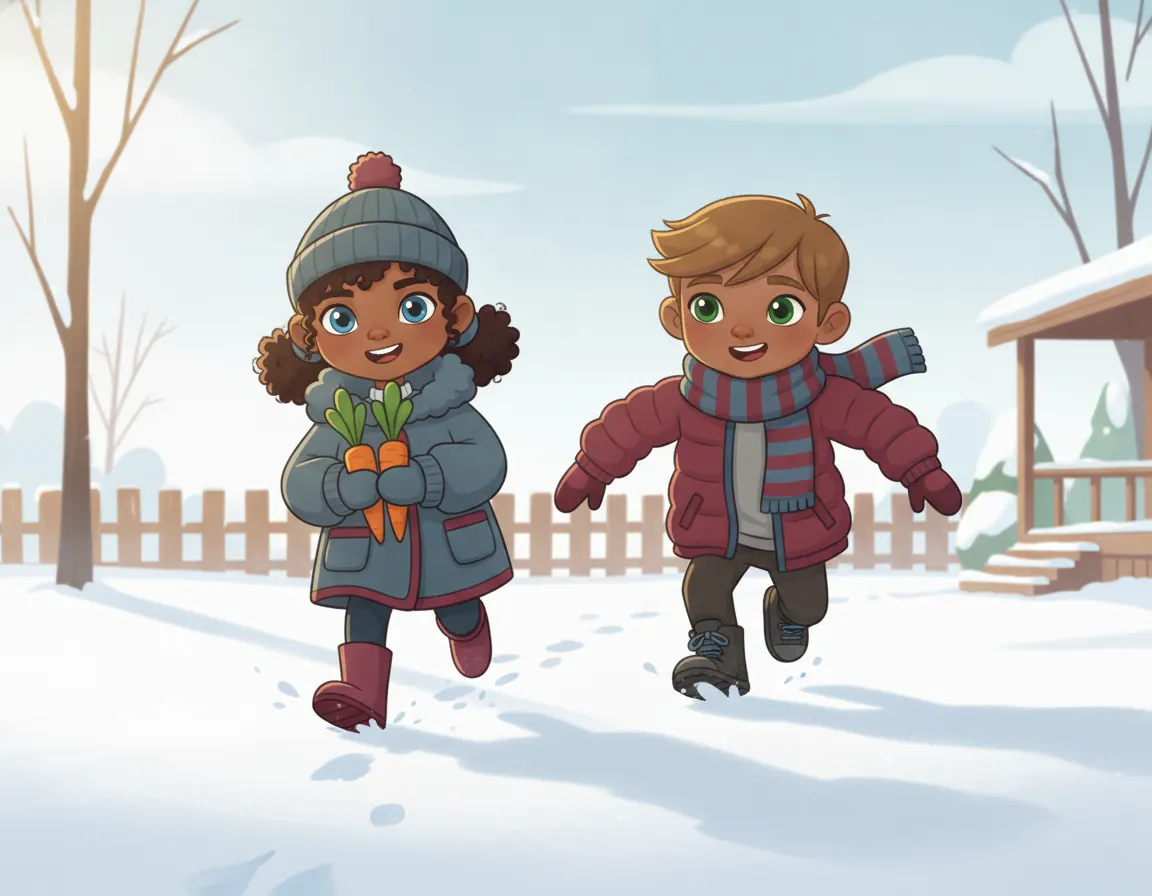 The Snowy Footprints, illustration for page 9